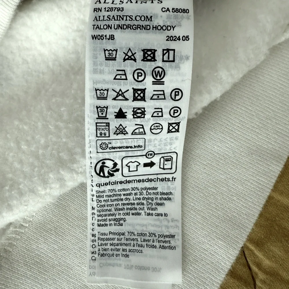 AllSaints White Talon Underground Hoodie - Picture 9 of 14